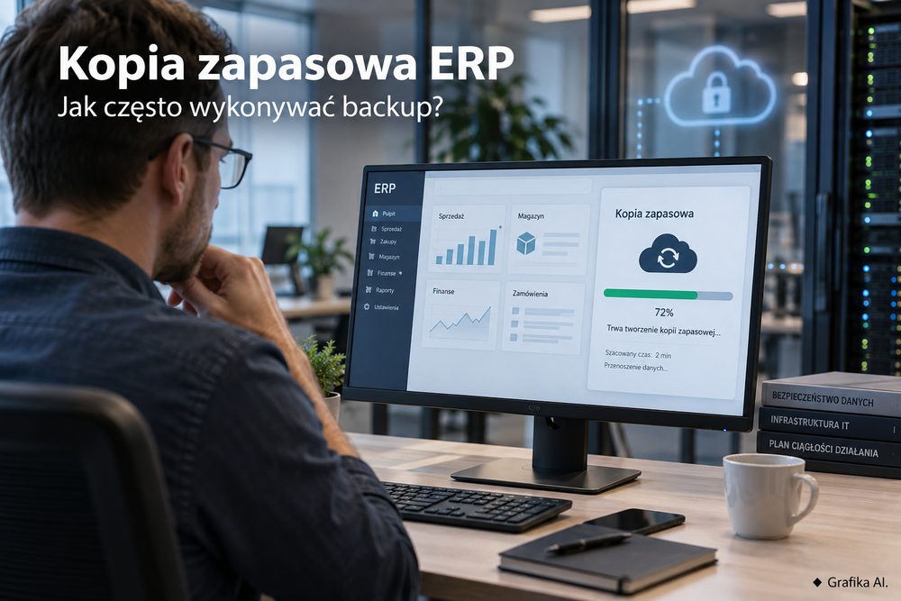 Administrator wykonuje kopię zapasową systemu ERP