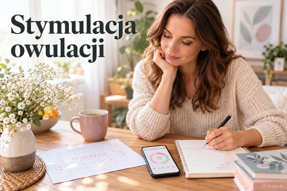 Kobieta planująca cykl przy kalendarzu w domu